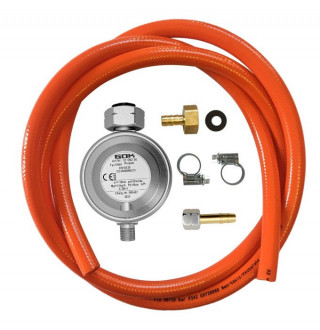 Gas hose 200 cm for clamp, GOK 50 mbar reducer (SHELL connection type), 1/4&quot;, fitting Ø9 mm kit