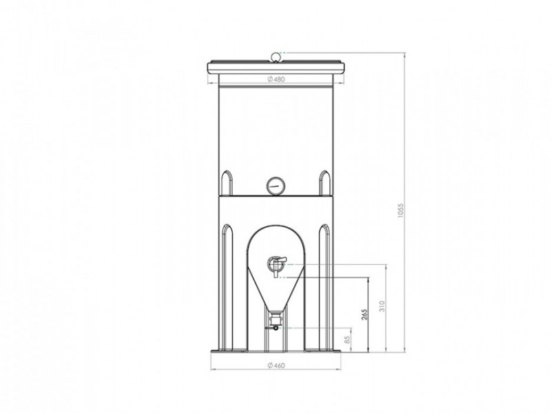 Fermentation tank with conical bottom 65L